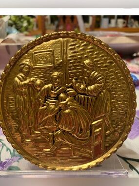 Decorative Gold Relief Wall Plate - Gold Accent Home Decor